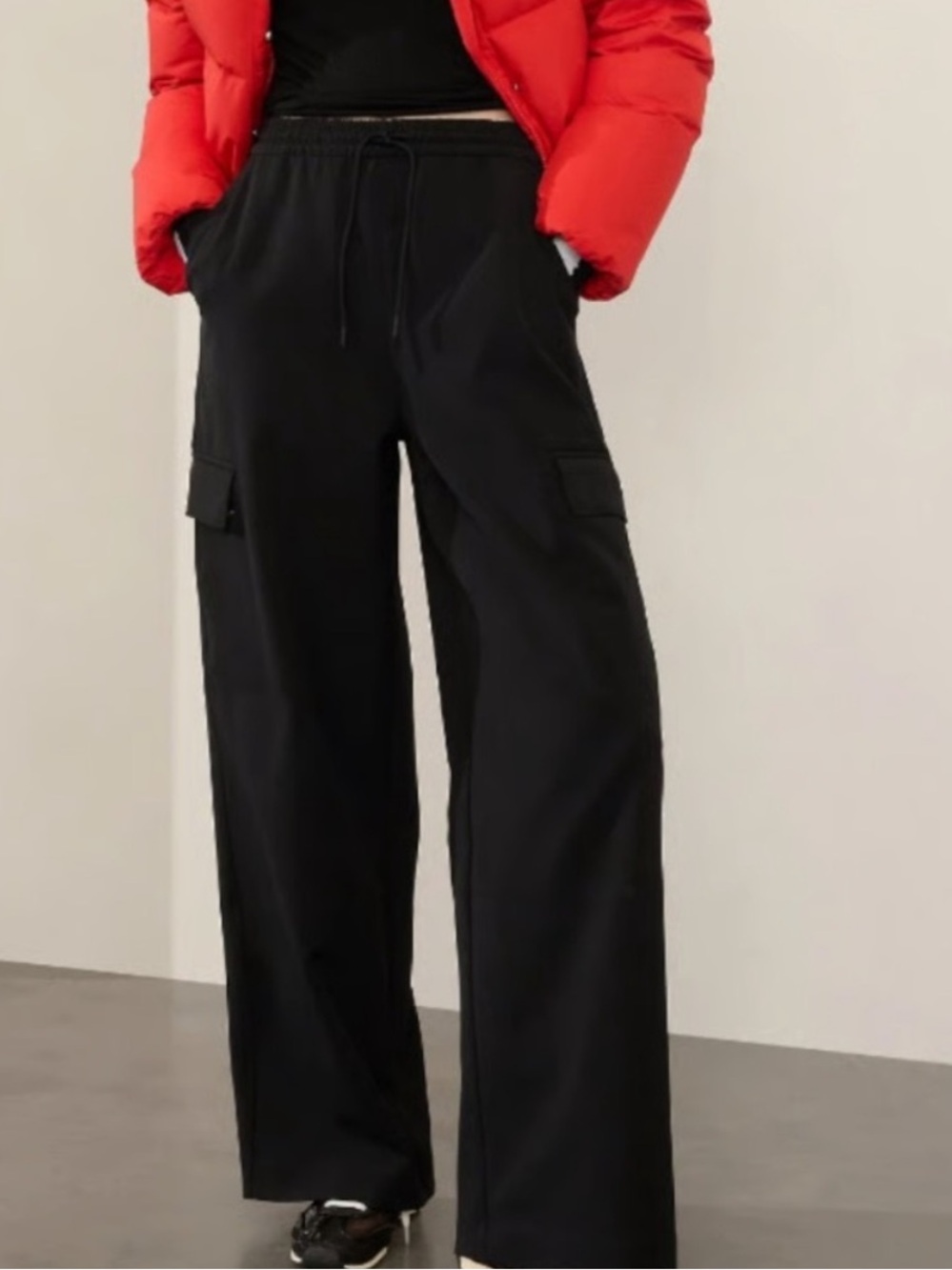 Athleta Promenade Cargo Pants LTall Black Lightweight Travel Athleisure NEW/Tags